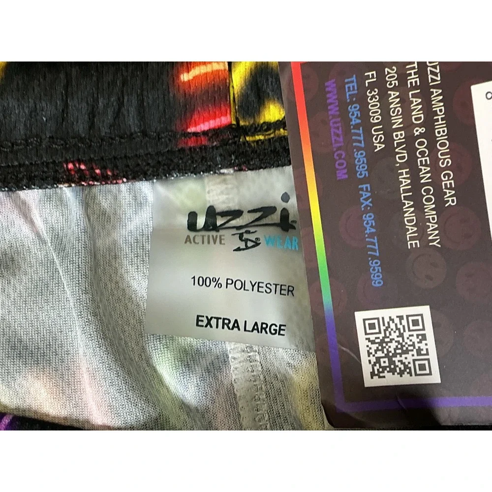 Uzzi Pride Neon Rainbow Swim Shorts Mens XL Black UV50+ Beach NWT